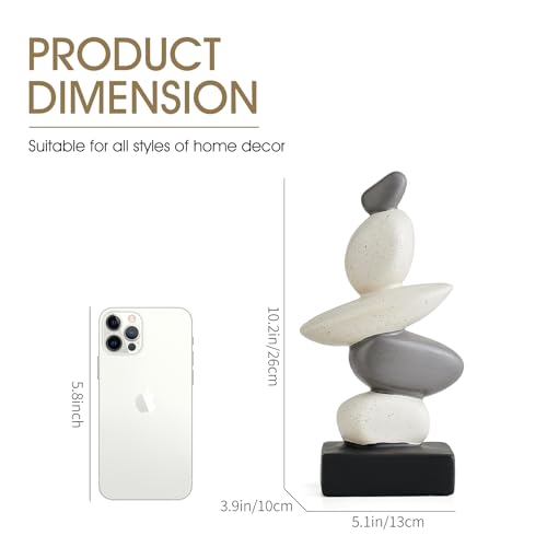 Fake Sandstone Statue Home Decor for Living Room, Modern Resin Stone Sculptures Coffee Table Decor, Gray and White Statue Decorations for Office Shelf Bookshelf - color: 10.4"h Gery & White