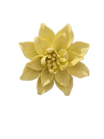Ceramic Flower Wall Art, Artificial 3D Flower Wall Art, Handmade 3D Wall Art Hanging Sculpture, Porcelain Flower Wall Decoration for Home Office Decor (Yellow,Magnolia,3.54") - color: Yellow,Magnolia,3.54"