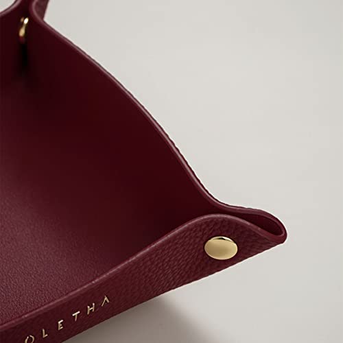 OLETHA Small Foldable Valet Tray - Aesthetic Desk Organizer for Home, Office & Travel - Portable Catch All Bowl for Keys, Jewelry & Essentials - Red - color: Red
