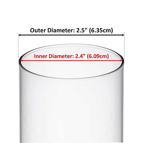 CYS EXCEL 6 PCS (H:14" D:2.5") Glass Hurricane Candleholder Tubes | Open-Ended Bottomless Cylinder, Chimney Tube for Taper Candles and Candlesticks - size: 2.5" wide x 14" tall