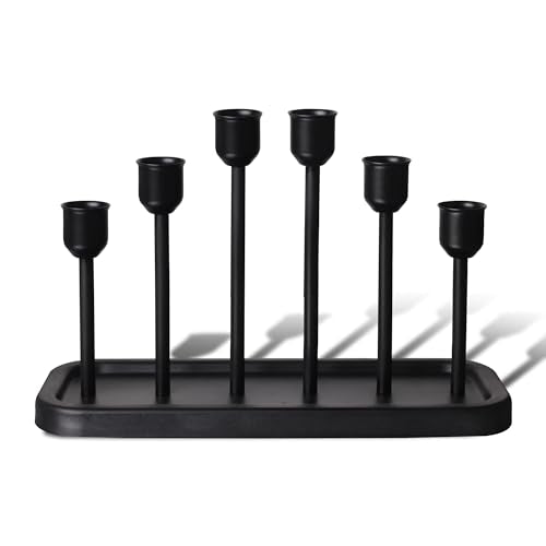 6arms Candle Holder for Taper Candle,Black Metal Holders, for Bathroom, Dining Table, Home Decor, Candle Stand… - size: taper's 6arms