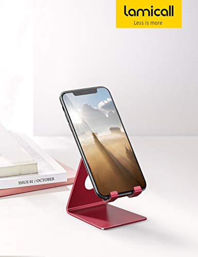 Lamicall Cell Phone Stand, Phone Dock : Cradle, Holder, Stand, Compatible with Phone 12 Mini 11 Pro Xs Xs Max Xr X 8 7 6 6s Plus 5 5s 5c All Android Smartphone Charging, Accessories Desk - Red - color: d-red