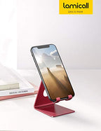 Lamicall Cell Phone Stand, Phone Dock : Cradle, Holder, Stand, Compatible with Phone 12 Mini 11 Pro Xs Xs Max Xr X 8 7 6 6s Plus 5 5s 5c All Android Smartphone Charging, Accessories Desk - Red - color: d-red