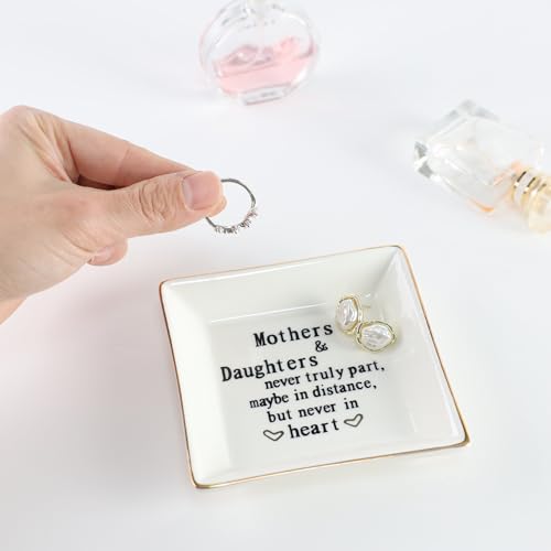 HOME SMILE Mother Gifts From Daughter,Daughter Birthday Gift from Mother, Ring Trinket Dish Jewelry Tray -Mothers and Daughters Never Truly Apart, Maybe in Distance But Heart - style: Mother and Daughter