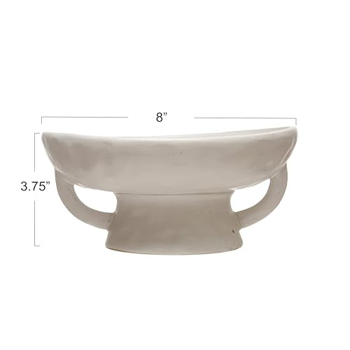 Creative Co-Op Stoneware Bowl w Reactive Glaze, White - color: White, size: 8.0" Round x 3.75" Tall