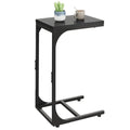 WLIVE C Shaped End Table, Small Couch Side Tables with Metal Frame, Sofa Table TV Tray for Living Room, Bedroom, Relief Black - color: Relief Black