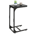 WLIVE C Shaped End Table, Small Couch Side Tables with Metal Frame, Sofa Table TV Tray for Living Room, Bedroom, Relief Black - color: Relief Black