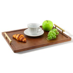 Bamboo Serving Tray with Metal Handles(15.75x11.81inch) | Home Decorative Rectangle Ottoman Platter Bathroom Vanity Tray for All Occasions, Including Installation Tools