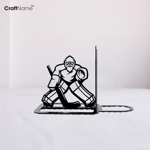 Craftnameisgn Custom Ice Hockey Table Decor Metal Bookends for Shelves, Hockey Book Ends Metal Art, Bookends Hold Books for Home Office, Ice Hockey Book Shelf Holder Office Décor - color: Ice Hockey Design 01