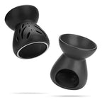 ComSaf Essential Oil Burner Wax Melt Burners Set of 2, Aromatherapy Aroma Burner Ceramic Oil Diffuser Candle Tealight Holder Home Bedroom Decor Christmas Housewarming Gift, Black - color: Black