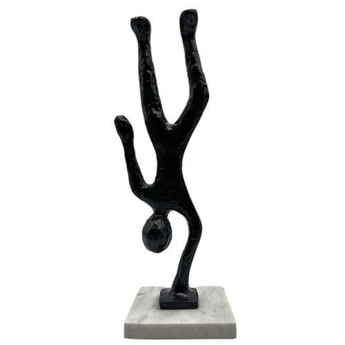 Pemberly Row Handmade Metal Abstract Sculpture, Black Aluminum, 12 in, Upside Down Person Design, Lightweight Modern Home Decor for Mantels, Bookshelves, or Desks - color: Black