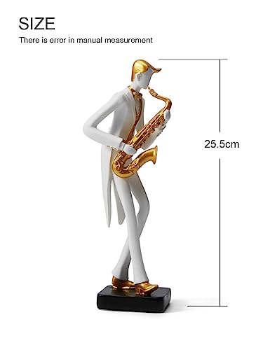 HAUCOZE Music Decor Musician Statue Saxophone Sculpture Figurine Music Lovers Gift for Studio Living Room Office 10 Inch