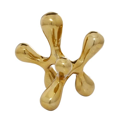CosmoLiving by Cosmopolitan Aluminum Metal Abstract Decorative Sculpture Home Decor Statue, Accent Figurine 11" x 11" x 12", Gold
