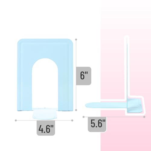 Mr. Pen- Book Ends, 4 Pack, Light Blue, Heavy Duty Metal Bookends for Shelves, Book Holders for Shelves, Metal Bookends - color: Light Blue, size: 4 Pack