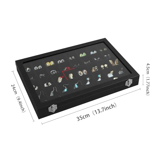 Wudygirl Jewelry Organizer 40 Grid Earring Holder Organizer with Clear Lid Jewelry Box for Rings Earrings Bracelets Storage Display Case for Women - style: 40 Grid Tray