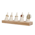 GemeShou Beige wood ring storage organizer, Velvet Jewelry ring display holder, Cute ring display stand for selling, wedding ring holder at nightstand【Beige with five cone】 - size: Large