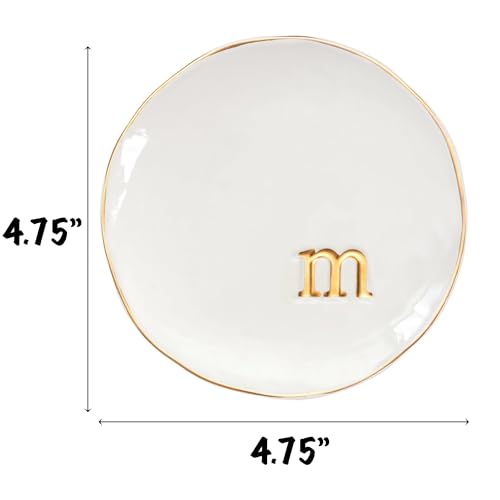 COLLECTIVE HOME - Ceramic Jewelry Tray, Decorative Trinket Dish for Rings Earrings Necklaces Bracelet Watch Keys, Birthday Mother's Day Christmas Gift for Women, 4.75", Glossy (m) - color: M