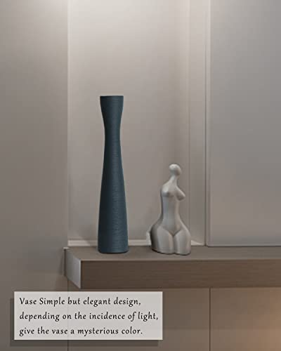 16.5 Inch Tall Skinny Ceramic Flower Vase, Dark Gray, 100% Handmade, Excellent Quality, Ideal for Home Decoration, Wedding, Birthday, Event, Centerpiece, Table, Floor Vase - color: 16.5inch&grey