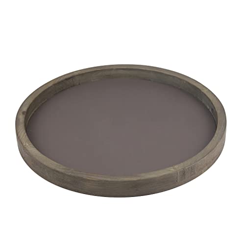 Stonebriar Large 11.8" Decorative Rustic Farmhouse Worn Natural Wood and Metal Tray