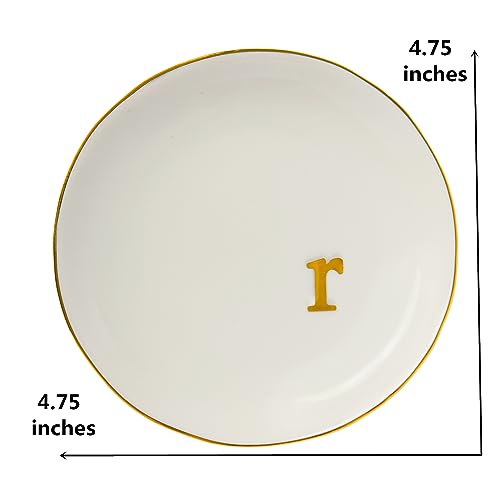 Ceramic Ring Holder for Jewelry, Jewelry Tray, Ring Dish, Aesthetic Room Decor, Engagement Gifts Bride Gifts Wedding Gifts for Women, White, 4.75"(R) - color: R