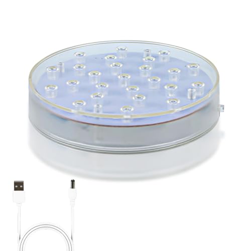 LARDUX Pack of 4 Led Light Base - 6 Inch Round Display Pedestal Light Stand Plate Flat for 3D Crystal Cube Glass Art Acrylic Statues - USB Charge or Battery Powered - size: 6-inch led base