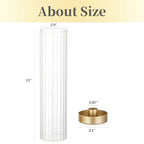 Hewory Hurricane Glass Candle Holders: Set of 2 Gold Candlestick Holders with 11" Tall Clear Cylinder Hurricane Cover, Taper Candle Holder for Wedding Table Centerpiece Party Christmas Home Decor