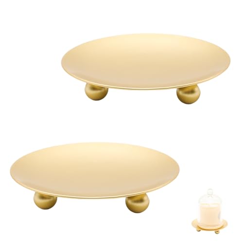 2Pcs Iron Plate Candle Holder Set - 2.68 Inch Decorative Pedestal Candle Stands for Home, Wedding, and Birthday Parties - Elegant Gold Candle Holders for Stylish Décor - color: Gold, size: Small