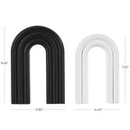 CosmoLiving by Cosmopolitan Wooden Geometric Decorative Sculpture Layered Arch Home Decor Statues, Set of 2 Accent Figurines 9", 7"H, Black