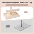 Lolalet Jewelry Holder Tree with Velvet Tray, 4 Tiers Necklace Display Stand Rack with Ring Slots Organizer for Earrings Bracelets Bangles Ring, Valentine's Day Gift -Beige - color: Beige