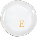 ProCase Ceramic Jewelry Tray, Initial Ring Dish Trinket Plate Engagement Gift, Small Personalized Monogram Ring Bowl for Wedding, White Decorative Jewelry Holder for Women Vanity -Letter E - style: E