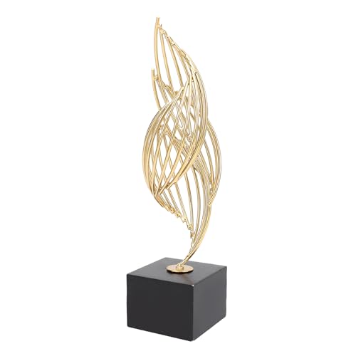 Modern Metal Sculpture, Iron Luxury Abstract Art Statue Decorative Table Centerpiece Ornament for Living Room Office Gold (Black Base)