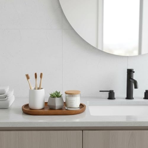 Small Wood Tray, 7.3"x 4" Mini Wooden Serving Tray Bathroom Countertop Organizer Trays Wood Counter Plates for Coffee Tables, Dessert, Snack, Fruit, Vegetable, Decor Restaurant