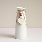 6 Pack 8 Inch Ceramic Vase Set with Jute Rope & Heart Charm, Vases for Centerpiece White Small Decorative Vase for Bohemian Home Decoration Modern Flower Vases for Gift Room Bedroom Office