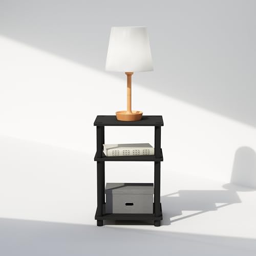Furinno Just 3-Tier Turn-N-Tube Open Storage Nightstand, 1-Pack, Plastic Poles, Americano/Black - color: Americano/Black, size: 1-Pack, style: 1-Pack