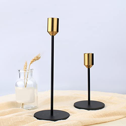 Daily Decoration 2Pcs Metal Candle Holder Antique Modern Candlestick Stand Decorations for Decoring Living Room Dining Room Bedroom Bookshelf Home Wedding