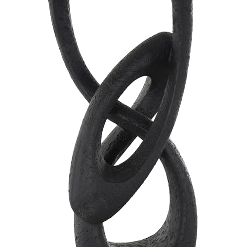 Deco 79 Polystone Abstract Decorative Sculpture Intertwined Loop Home Decor Statue with Block Base, Accent Figurine 6" x 4" x 20", Black - size: 6" x 4" x 20"