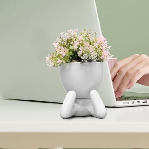 Zerzsy Desk Decorations for Women Office Small Office Desk Decor - Decorative Plants - Bathroom Shelf Decor Accent Women Cute Cubicle Accessories - Set of 1 - color: White-c