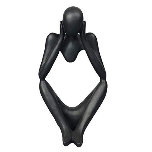 Asng Resin Thinker Style Abstract Sculpture Statue Collectible Figurines Home Office Bookshelf Desktop Decor (Black,Think Deeply, Large) - color: Black,think Deeply, size: Large
