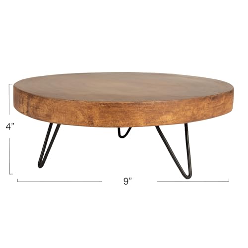 Creative Co-Op Decorative Paulownia Wood Pedestal, Dark Brown - color: Dark Brown, size: 9"