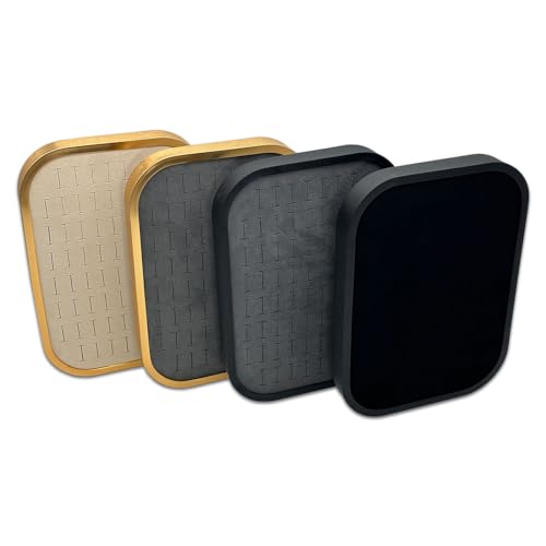 TheDisplayGuys - Aluminum Jewelry Organizer Display Tray - Faux Suede Insert - 76 Ring Holder Slots - Gold/Grey - color: Grey Suede, size: Ring Slots - 76, style: Aluminum - Gold