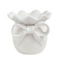 Mud Pie Ceramic Large Bow Pillar Ceramic Holder - size: 5 1/4" x 5 1/2" dia