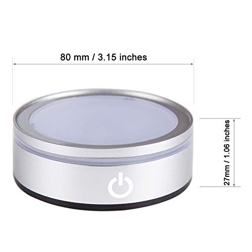 IFOLAINA LED Light Base Lighted Display Stand for Crystal 3D Photo Glass Art Tumbler RGB Multicolor Lighting Round Pedestal USB Battery Operated - Flat - size: Flat