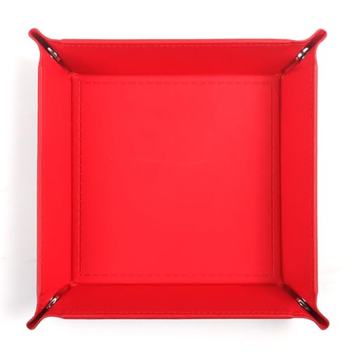 siduater Valet Tray Desktop Storage Organizer – Vegan Leather Catchall Tray Bedside Vanity Tray Nightstand Caddy Holder for Remote Controller, Watch, Keys, Phone, Wallet, Coin, Jewelry, Red - color: Red