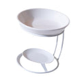 Qianly Ceramic Essential Oil Burner with Metal Frame, Ideal for Bedroom, Living Room Or Office, White - color: White