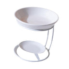 Qianly Ceramic Essential Oil Burner with Metal Frame, Ideal for Bedroom, Living Room Or Office, White - color: White
