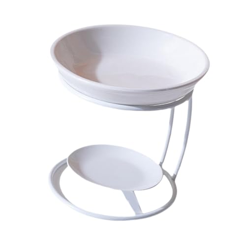 Qianly Ceramic Essential Oil Burner with Metal Frame, Ideal for Bedroom, Living Room Or Office, White - color: White