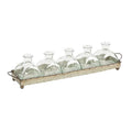 Creative Co-Op Decorative Iron Rectangle Tray with Handles & 5 Glass Vases