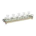 Creative Co-Op Decorative Iron Rectangle Tray with Handles & 5 Glass Vases