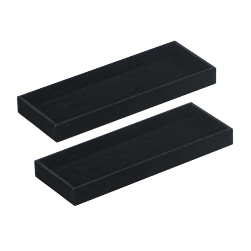 2Pcs Desk Drawer Storage Tray, Nightstand Organizer Tray, Necklace Bracelet Ring Earring Jewelry Display Tray, Grid Table Organizer Holder Tray for Sunglass, Phone, Watch, Perfume (1 grid)/Black - color: Black, size: 1 Grid