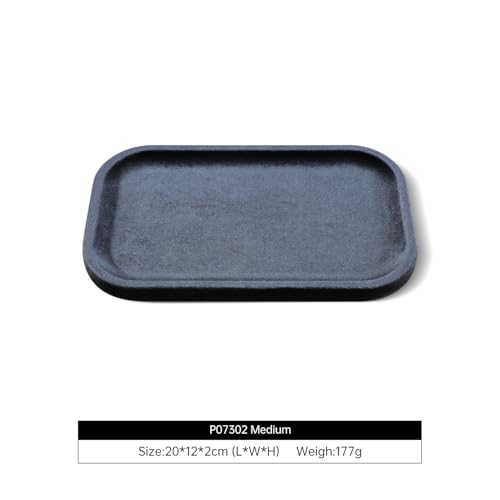 Resilient Velvet Jewelry Display Tray for Ring Earrings Bracelet Necklace, Flat Jewellery Dish for Showcase Store Retail Counter Exhibition Photography Livestream (Slate Gray, Medium) - color: Slate Gray, size: Medium